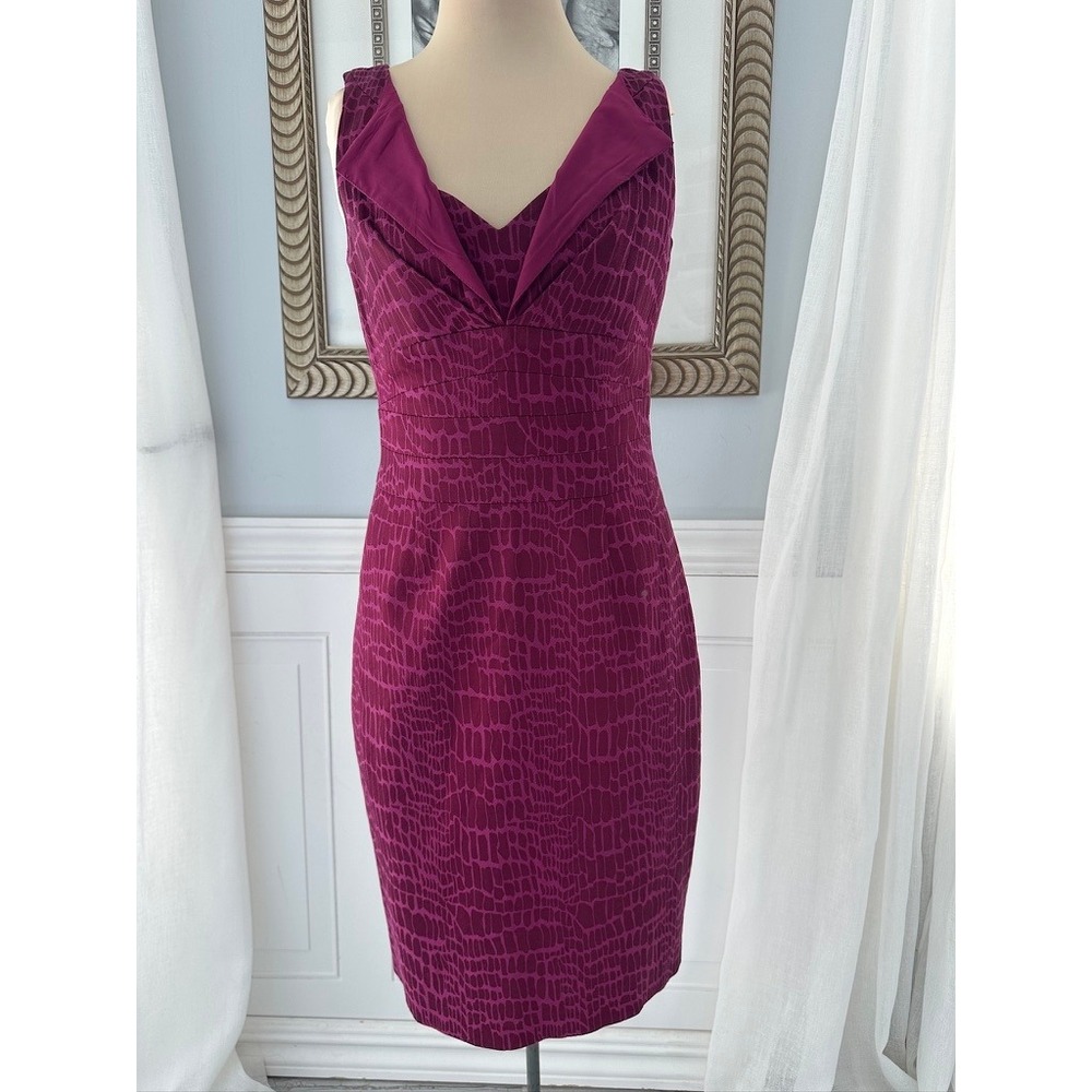 Kay‎ Unger Sheath Dress Magenta Animal Print Cocktail Party Wedding Guest Size 6
